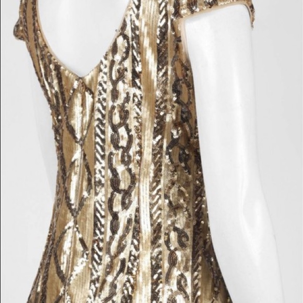 Adrianna Papell Gold Cable Knit Sequin Dress - Picture 7 of 8